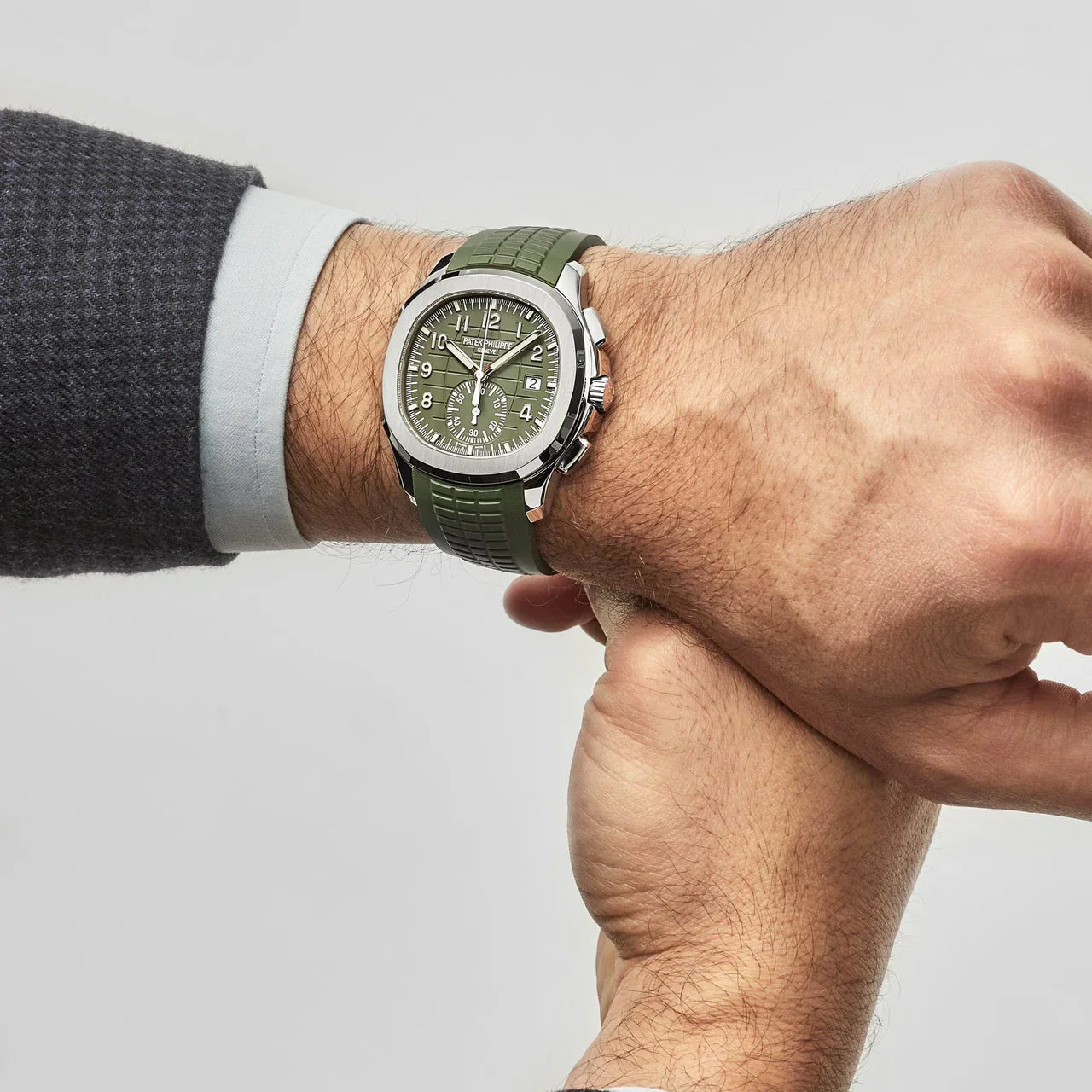 Aquanaut 5968G-010 Chronograph White Gold Khaki Green Dial