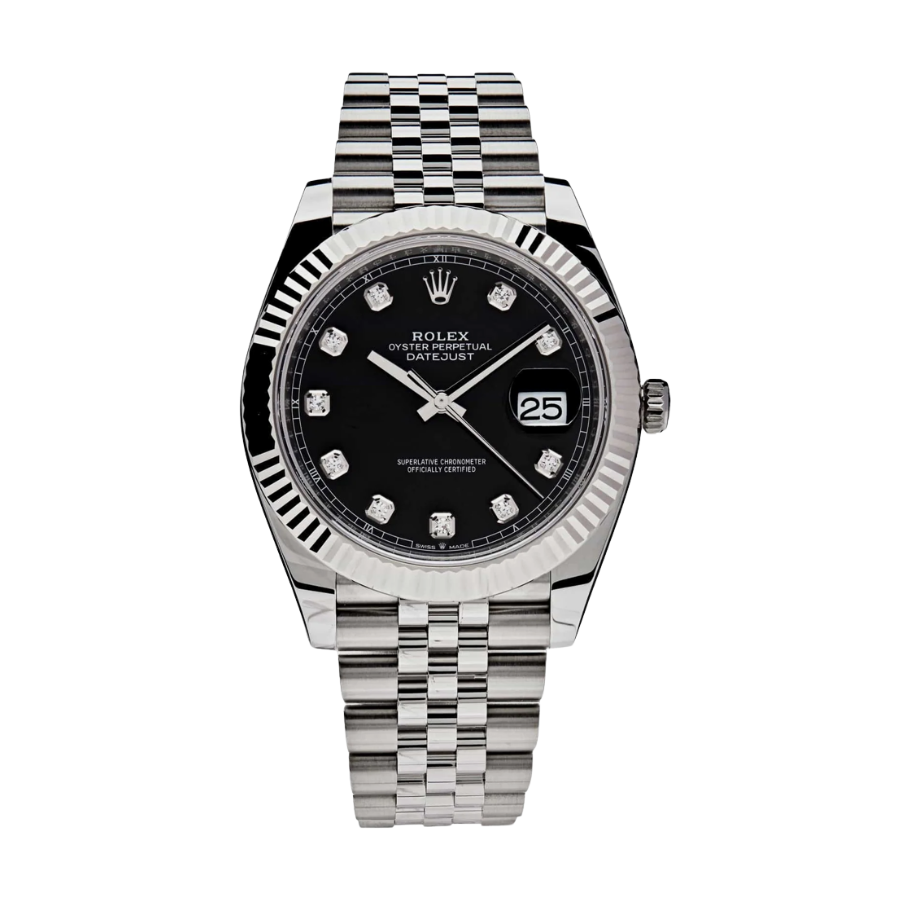 Date just black diamond dial 41mm